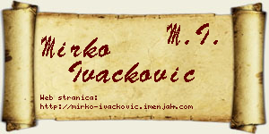 Mirko Ivačković vizit kartica
